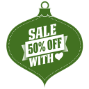 Sale 50 percent off heart green Icon