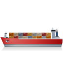 Container Ship Left Red Icon