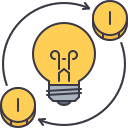 10 bulb, idea, light, coin, investment, money, cre Icon