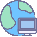 Online computer, online computer, earth, network Icon