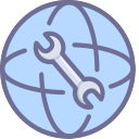 Remote engineer, remote assistance, network, wrench Icon