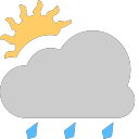 grey-cloud with small sun and hail Icon
