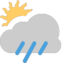 grey-cloud with small sun and rain Icon