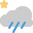 grey-cloud with star and rain Icon
