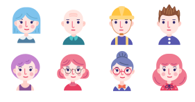 Hand painted characters Icons