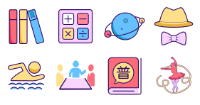 Icon summary of educational activities Icons