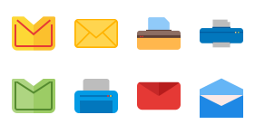 Email & Printers - Flat Multicolor Icons