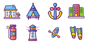 Ocean entertainment color Icons
