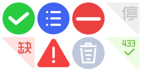 Multicolor buttons and corner markers Icons