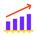 Bar chart of performance rise Icon