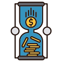 Hourglass with money Icon