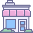 Shops, malls, canteens, buildings, houses Icon