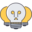 1 skull, bulb, idea, light, death, creative Icon