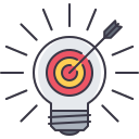 11 target, focus, arrow, bulb, idea, light, creati Icon