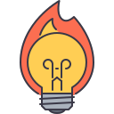 20 fire, hot, bonfire, bulb, idea, light, creative Icon