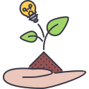 4 sprout, hand, leaf, startup, earth, bulb, idea Icon