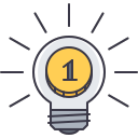 5 coin, investment, money, bulb, idea, light Icon