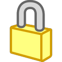Yellow 3D lock, encryption, protection, locking Icon