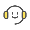 Smiley face, headset, customer service Icon