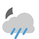 grey-cloud with moon and rain Icon