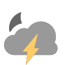 grey-cloud with moon lightning Icon