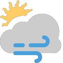 grey-cloud with small sun and wind Icon