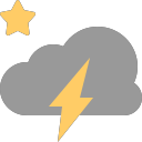 grey-cloud with star and lightning Icon