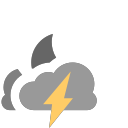grey-clouds with moon and lightning Icon