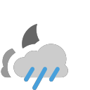 grey-clouds with moon and rain Icon