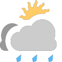 grey-clouds with small sun and hail Icon