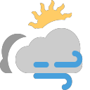 grey-clouds with small sun and wind Icon