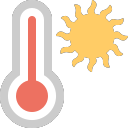 temperature-thermometer hot with sun Icon