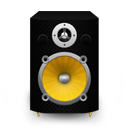 Speaker Black Plastic plus Yellow Cone Icon