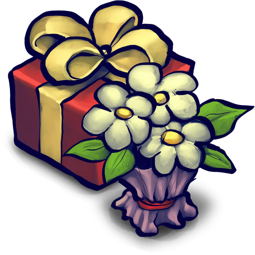 Present Box and Flowers Icon
