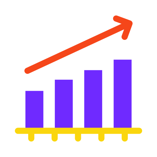 Bar chart of performance rise Icon