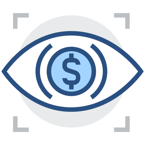 Iris recognition, finance, scanning Icon
