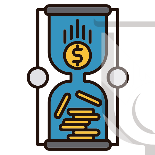 Hourglass with money Icon