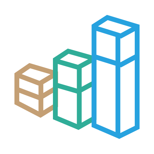 Three dimensional columnar stacking diagram Icon