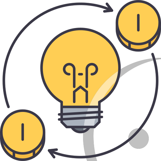 10 bulb, idea, light, coin, investment, money, cre Icon
