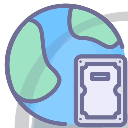 Network disk, storage, hard disk, earth Icon
