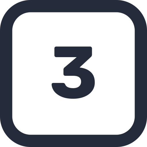 Number square 3 -  24px Icon