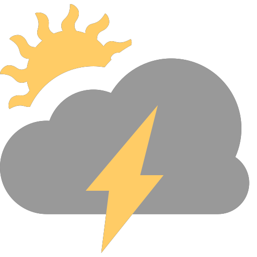 grey-cloud with sun and  lightning Icon