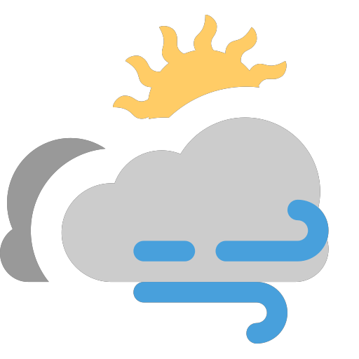 grey-clouds with small sun and wind Icon