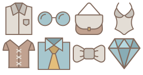 Multi color icons of clothing accessories Icons