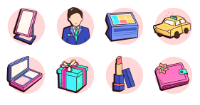 Hand painted shopping icons Icons