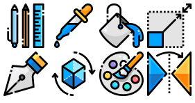 Common tool icons of drawing software Icons