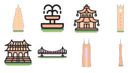 Landmarks of big cities in China Icons