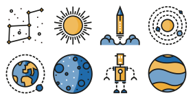 Aeronautics and Astronautics - Aerospace - Science Education Icons