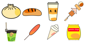 "Back" fresh food convenience store Icons