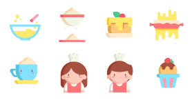 Baking house in summer Icons